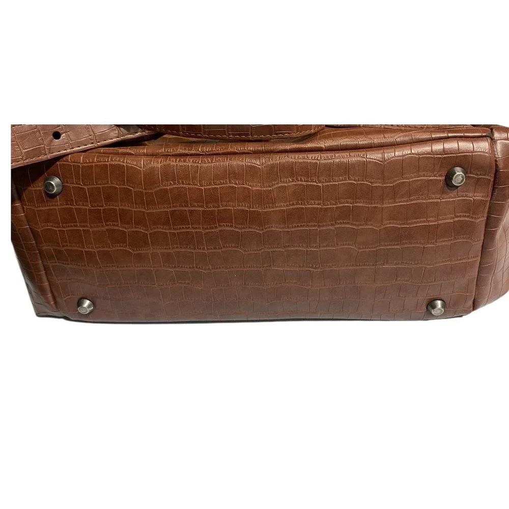 Freshly Picked Brown‎ Croc Embossed Vegan Leather Classic Diaper Bag Backpack